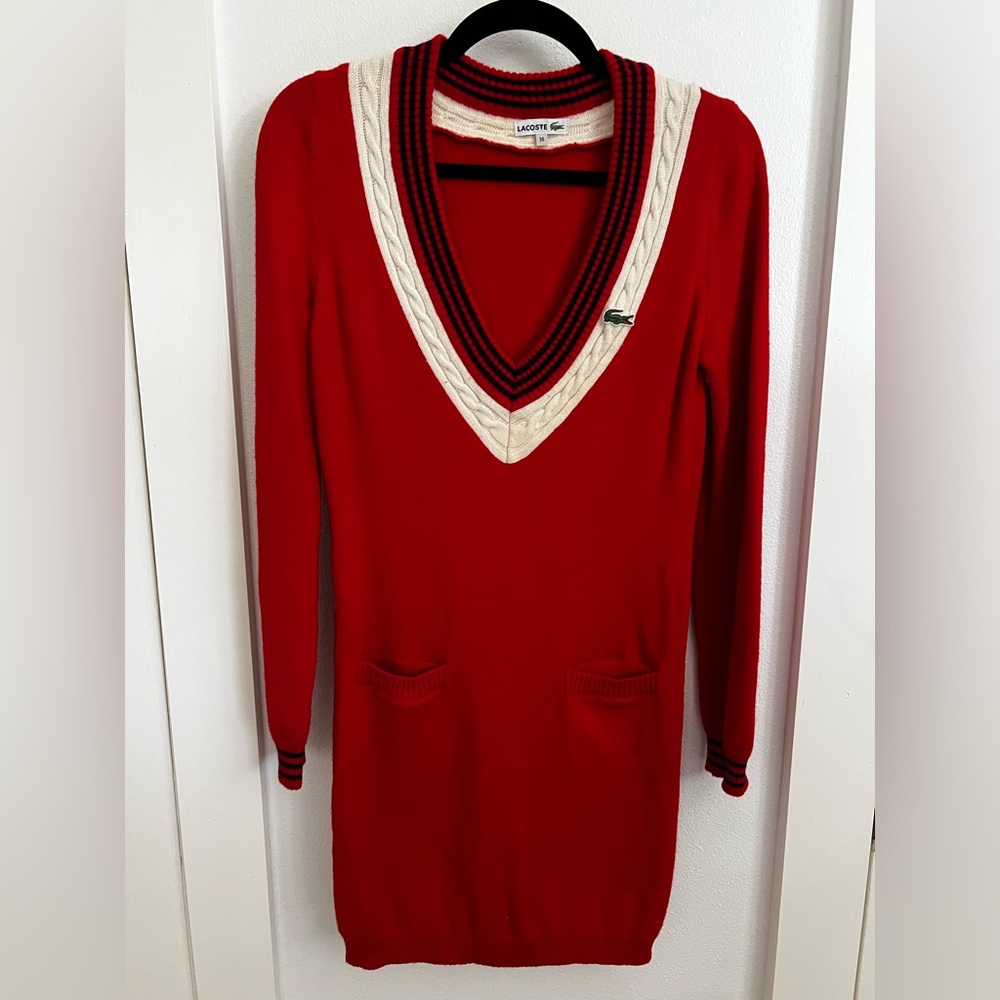 Lacoste Women's Red V-Neck Dress